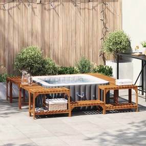 vidaXL Περίβλημα Τζακούζι Καφέ 230 x 230 εκ Μασίφ ξύλο ακακίας