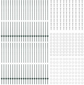 vidaXL Ασημένιοι Πόλοι Φράχτη 44 pcs Πράσινο