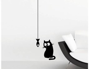 Αυτοκόλλητο Τοίχου Cat & Fish S 59159 Ango Dalber-59159-Μαύρο 59159