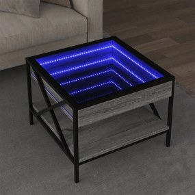 Τραπεζάκι Σαλονιού Άπειρο Φως LED Γκρι Sonoma 50x50x38 εκ. - Γκρι