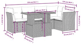 vidaXL Σετ Καναπέ Κήπου 5 Τεμαχίων Μαύρο Συνθετικό Ρατάν με Μαξιλάρια