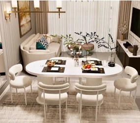 Stewehome Σετ Τραπεζαρίας με 6 Καρέκλες λευκό 80x160 cm