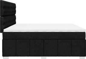 vidaXL Κρεβάτι Boxspring με Στρώμα Μαύρο 200x200 εκ. Υφασμάτινο