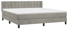 vidaXL Κρεβάτι Boxspring με Στρώμα Ανοιχτό Γκρι 180x200 εκ. Βελούδινο