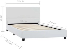 vidaXL Πλαίσιο Κρεβατιού Λευκό 90 x 200 εκ. από Συνθετικό Δέρμα
