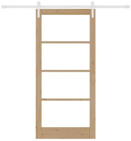 vidaXL Συρόμενη Πόρτα Καφέ 93 x 202 cm Μασίφ ξύλο πεύκου