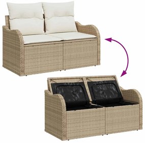 vidaXL Σετ Καναπέ Κήπου με μαξιλάρι 10 pcs Beige, λευκό Πολυ ράταν