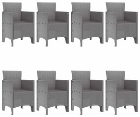 vidaXL Σέτ φαγητού για κήπο 9 pcs Ανοιχτό γκρι Rattan Polt