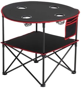 VEVOR Folding Portable Camping Table Oxford Outdoor Round Table 4 Cup Holders