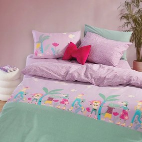 Παπλωματοθήκη Παιδική Roller Friends (Σετ 2τμχ) Purple Nef-Nef Homeware Μονό 160x240cm 100% Βαμβάκι