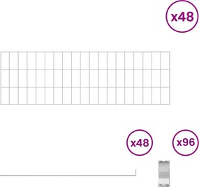 vidaXL Περίφραξη Κήπου με Στήλες 48 τμχ. 95 x 30 εκ. Ασημί