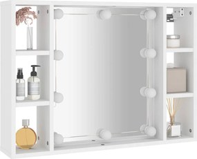 vidaXL Έπιπλο Καθρέπτη με LED Λευκό 76 x 15 x 55 εκ.