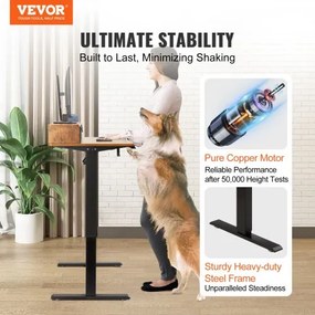 VEVOR Height Adjustable Desk, 47.2&quot; x 23.6&quot; Electric Dual Monitor Riser Workstation, Whole Piece Desk Board Sit to Stand, 3-Key Modes Sturdy Dual Metal Frame,180LBS Capacity for Computer Home &amp; Office