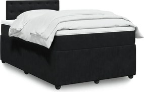 vidaXL Κρεβάτι Boxspring με Στρώμα Μαύρο 120x190 εκ. Βελούδινο