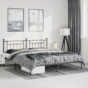 vidaXL Πλαίσιο Κρεβατιού με Κεφαλάρι Μαύρο 183 x 213 εκ. Μεταλλικό