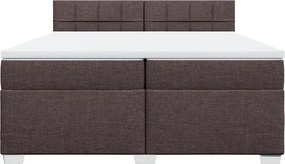vidaXL Κρεβάτι Boxspring με Στρώμα Σκούρο Καφέ 200x200 εκ. Υφασμάτινο