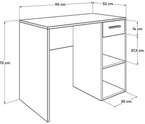 Γραφείο Concept Pc Megapap σε χρώμα λευκό 90x52x75εκ.