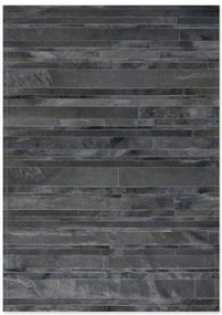 Δερμάτινο Χειροποίητο Χαλί Skin Stripes Dark Grey