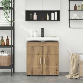 vidaXL Ντουλάπα νιπτήρα μπάνιου με πόρτα artisan δρυς 60 x 34 x 63 εκ