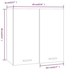 Κρεμαστό Ντουλάπι Καπνιστή Δρυς 60x31x60 εκ. Επεξεργασμένο Ξύλο - Καφέ