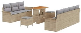 vidaXL Σετ Καναπέ Κήπου Ρυθμιζόμενο ύψος 10 pcs Μπεζ συνθετικό ρατάν