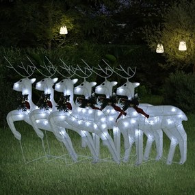 vidaXL Χριστουγεννιάτικοι Τάρανδοι 6 τεμ. με 120 LED Λευκοί