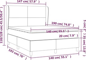vidaXL Κρεβάτι Boxspring με Στρώμα Κρεμ 140x190εκ. από Συνθετικό Δέρμα