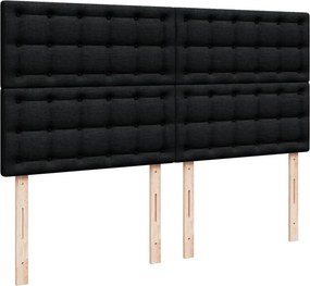 vidaXL Κρεβάτι Boxspring με Στρώμα Μαύρο 200x200 εκ. Υφασμάτινο