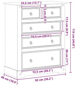 ΣΥΡΤΑΡΙΕΡΑ CORONA 92 X 48 X 114 ΕΚ. ΑΠΟ ΜΑΣΙΦ ΞΥΛΟ ΠΕΥΚΟΥ 4005674