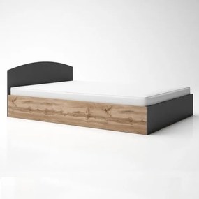 Κρεβάτι διπλό Monte με αποθηκευτικό χώρο 144x65x195cm &amp; στρώμα 140x22x190cm Oak Wotan / Ανθρακί -GRA105