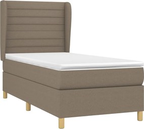 vidaXL Κρεβάτι Boxspring με Στρώμα Taupe 90x200 εκ. Υφασμάτινο