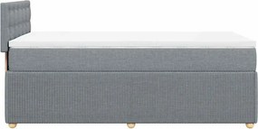 vidaXL Κρεβάτι Boxspring με Στρώμα Ανοιχτό Γκρι 90x190 εκ. Υφασμάτινο