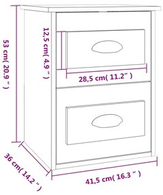 Κομοδίνα Επιτοίχια 2 τεμ. Λευκά 41,5x36x53 εκ. - Λευκό