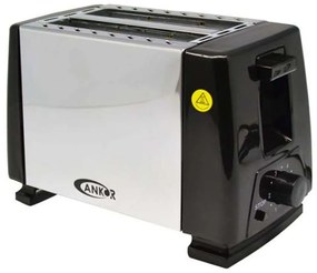 Φρυγανιέρα 2 Θέσεων 814985 650W Inox-Black Ankor Stainless Steel