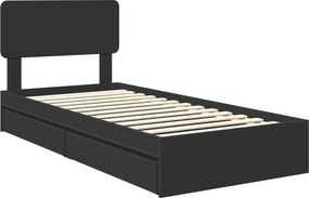 vidaXL Κρεβάτι Αποθήκης Μαύρο 90 x 190 cm Επεξεργασμένο Ξύλο