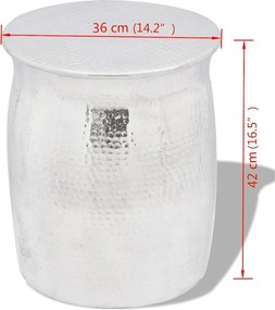 vidaXL Σκαμπό / Βοηθητικό Τραπέζι Hammered Ασημί από Αλουμίνιο