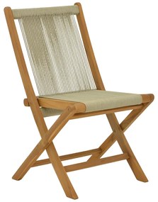 Καρέκλα Banou  πτυσσόμενη teak ξύλο και pe σχοινί σε φυσική απόχρωση 52.5x56x89εκ