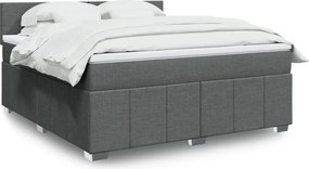 vidaXL Κρεβάτι Boxspring με Στρώμα Σκούρο Γκρι 180x200 εκ Υφασμάτιν
