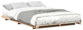 vidaXL Κρεβάτι δαπέδου Καφέ 140 x 190 cm Μασίφ ξύλο πεύκου