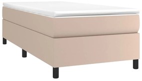 Κρεβάτι Boxspring με Στρώμα Καπουτσίνο 90x190εκ.από Συνθ. Δέρμα - Καφέ