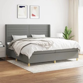 Κρεβάτι Boxspring με Στρώμα Σκούρο Γκρι 200x200 εκ. Υφασμάτινο