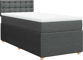 vidaXL Κρεβάτι Boxspring με Στρώμα Σκούρο Γκρι 100x200 εκ. Υφασμάτινο