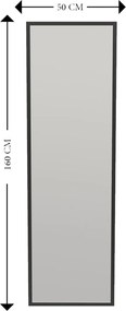 Καθρέπτης Τοίχου Μαύρο TESSA 50x2,2x160