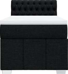 vidaXL Κρεβάτι Boxspring με Στρώμα Μαύρο 90x200 εκ. Υφασμάτινο