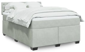 vidaXL Κρεβάτι Boxspring με Στρώμα Ανοιχτό Γκρι 160x200 εκ. Βελούδινο