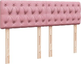 vidaXL Κρεβάτι Boxspring με Στρώμα Ροζ 140x200 εκ. Βελούδινο