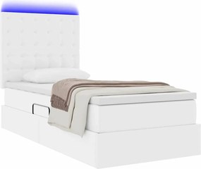 vidaXL Κρεβάτι με αποθηκευτικό χώρο και LED Καθαρό Λευκό 100 x 200 cm