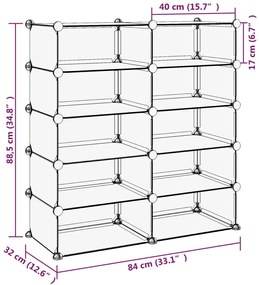 vidaXL Παπουτσοθήκη Διαφανής 84x32x88,5 εκ. από Πολυπροπυλένιο