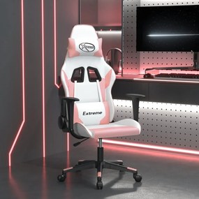 Καρέκλα Gaming Λευκό και Ροζ από Συνθετικό Δέρμα - Ροζ
