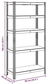 Ραφιέρα Αποθήκευσης 5 Επιπέδων Ανθρακί από Ατσάλι &amp; Επεξ. Ξύλο - Ανθρακί